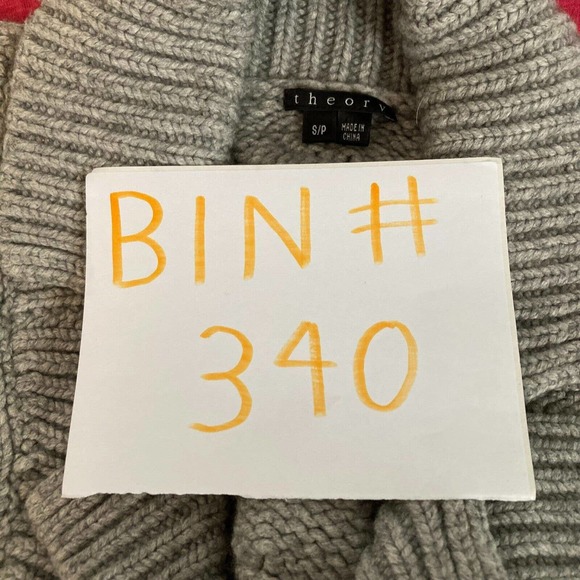 Theory Cardigan Womens Sz Small Gray Wool Cotton Chunky Knit‎ Short Sleeve Open - Picture 9 of 9